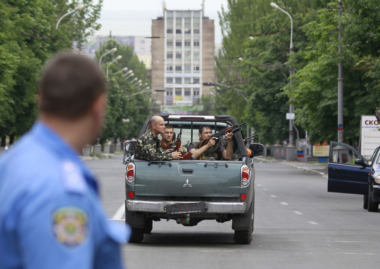 Ukraina sõdurid täna Mariupoli kesklinnas.