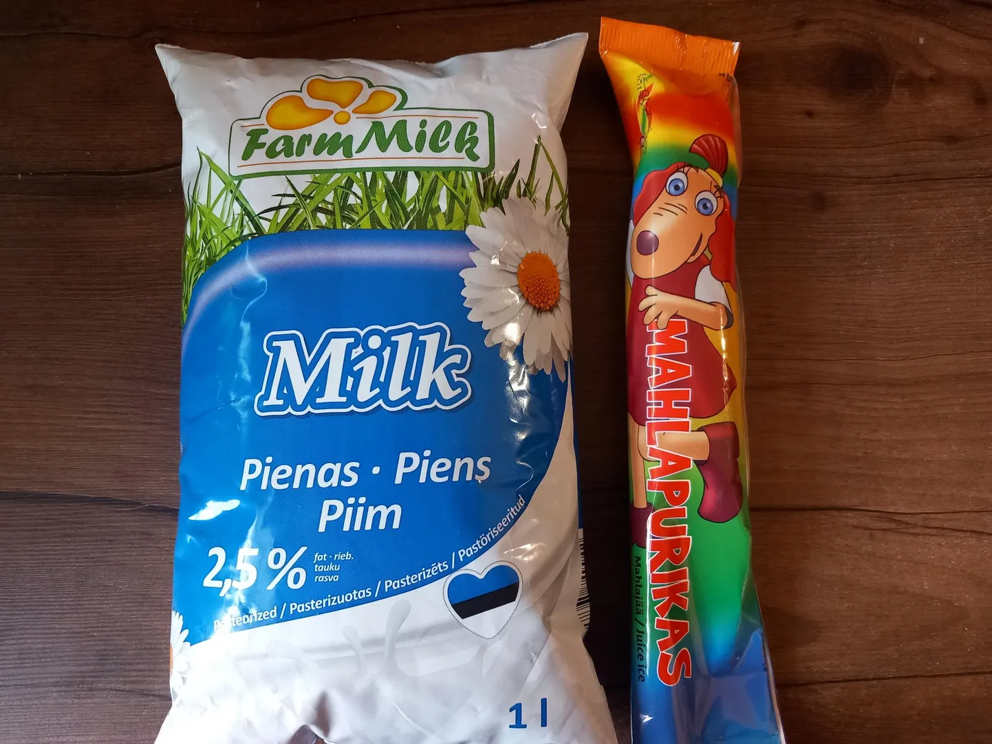 Arvake ära, kumb toode on kodumaine? Õige vastus: piim on Eestis valmistatud ja mahlapulk Hollandis.