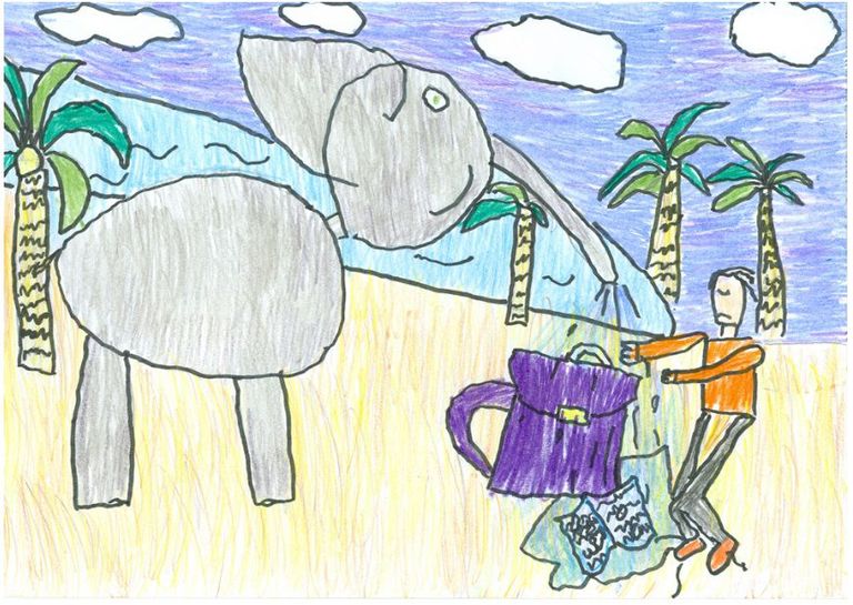 Renee Kangur, Luunja keskkooli 1.a klass: «Sest elevant ujutas mu õpikud ja vihikud veega üle.». Foto: