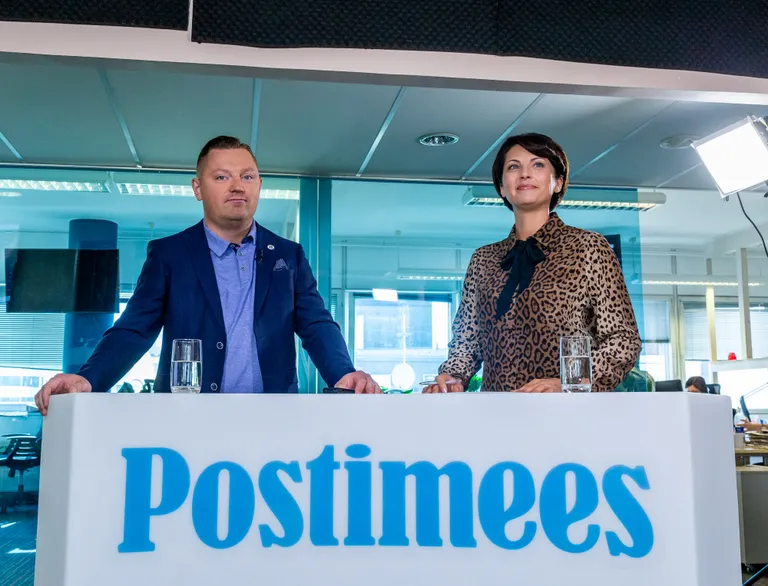 Студия Postimees: победит ли экс-реформист коррупцию в TLT? /Foto: Joakim Klementi / Eesti Meedia / Одежда ведущей: Luisa Spagnoli Estonia