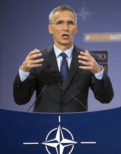 NATO peasekretär Jens Stoltenberg täna Brüsselis.  Foto:AP Photo/Virginia Mayo) / Scanpix