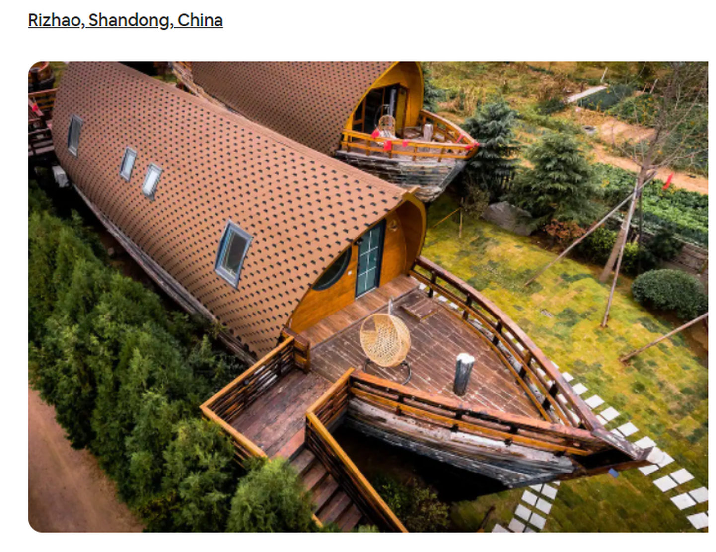 Mitmed Hiina majutusvõimalused Airbnb keskkonnas on fantaasiaküllased: näiteks selles teeistanduste keskel asuvas Shandongi laevmajas pakuti öömaja 125 euro eest.