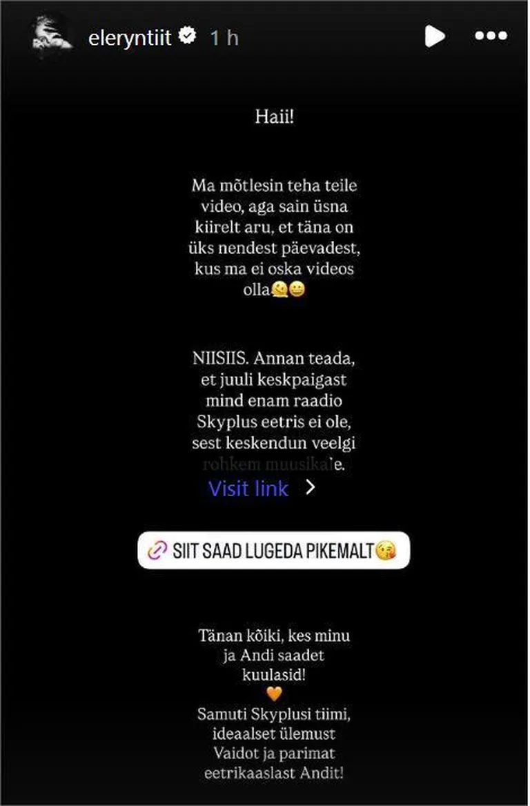 Eleryn Tiit pühendub edaspidi rohkem muusikale.