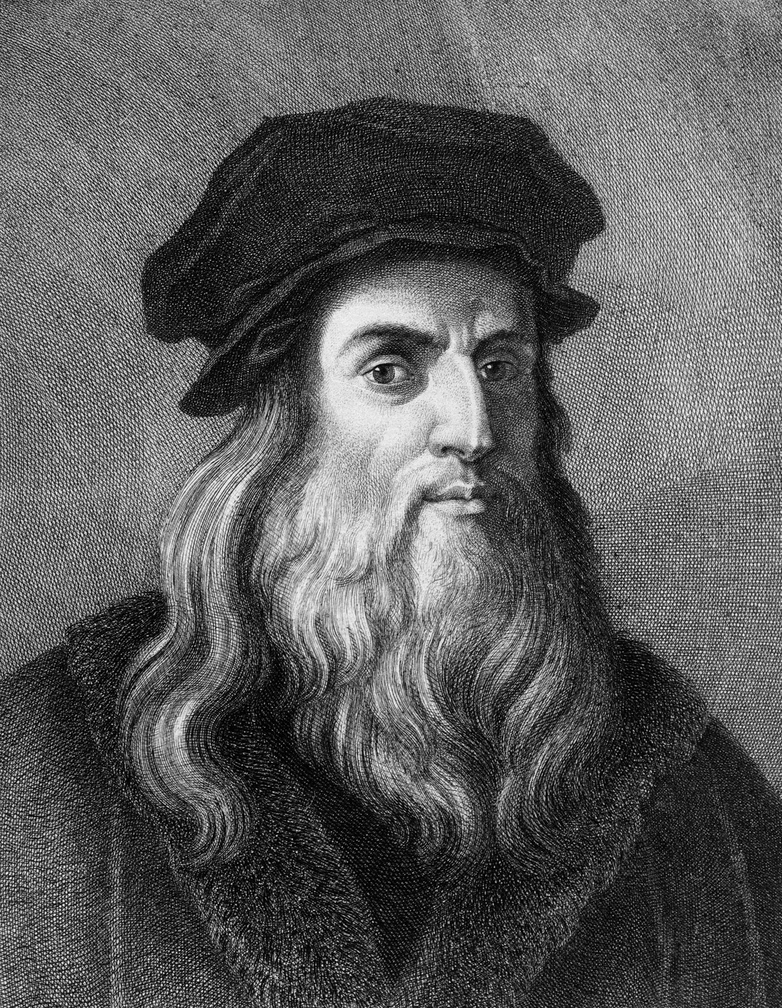 Joonistus, millel on kujutatud Itaalia renessansigeeniust Leonardo da Vincit (1452 - 1519)