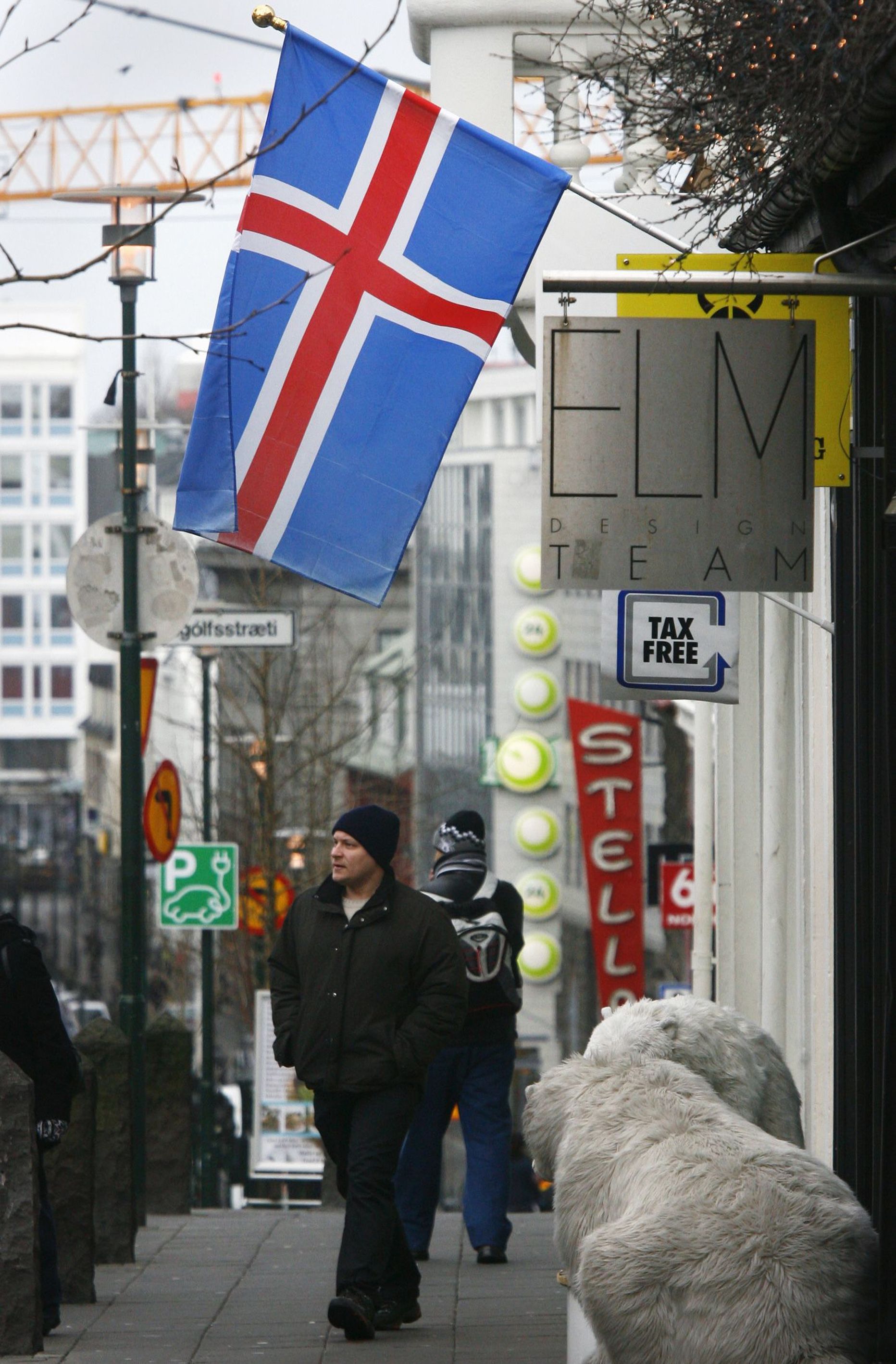 Islandi lipp Reykjaviki kesklinnas.