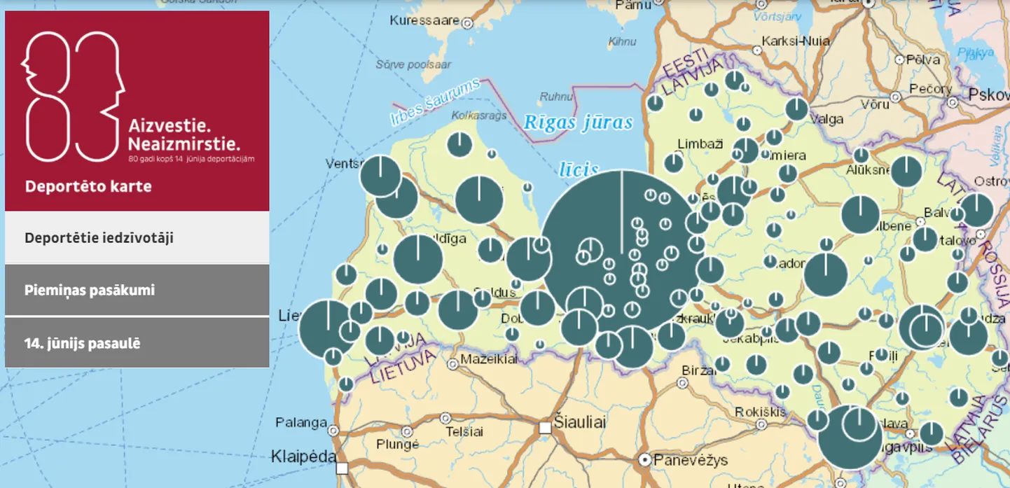 Digitālā kartē apskatāmi 1941. un 1949. gadā deportēto Latvijas iedzīvotāju saraksti