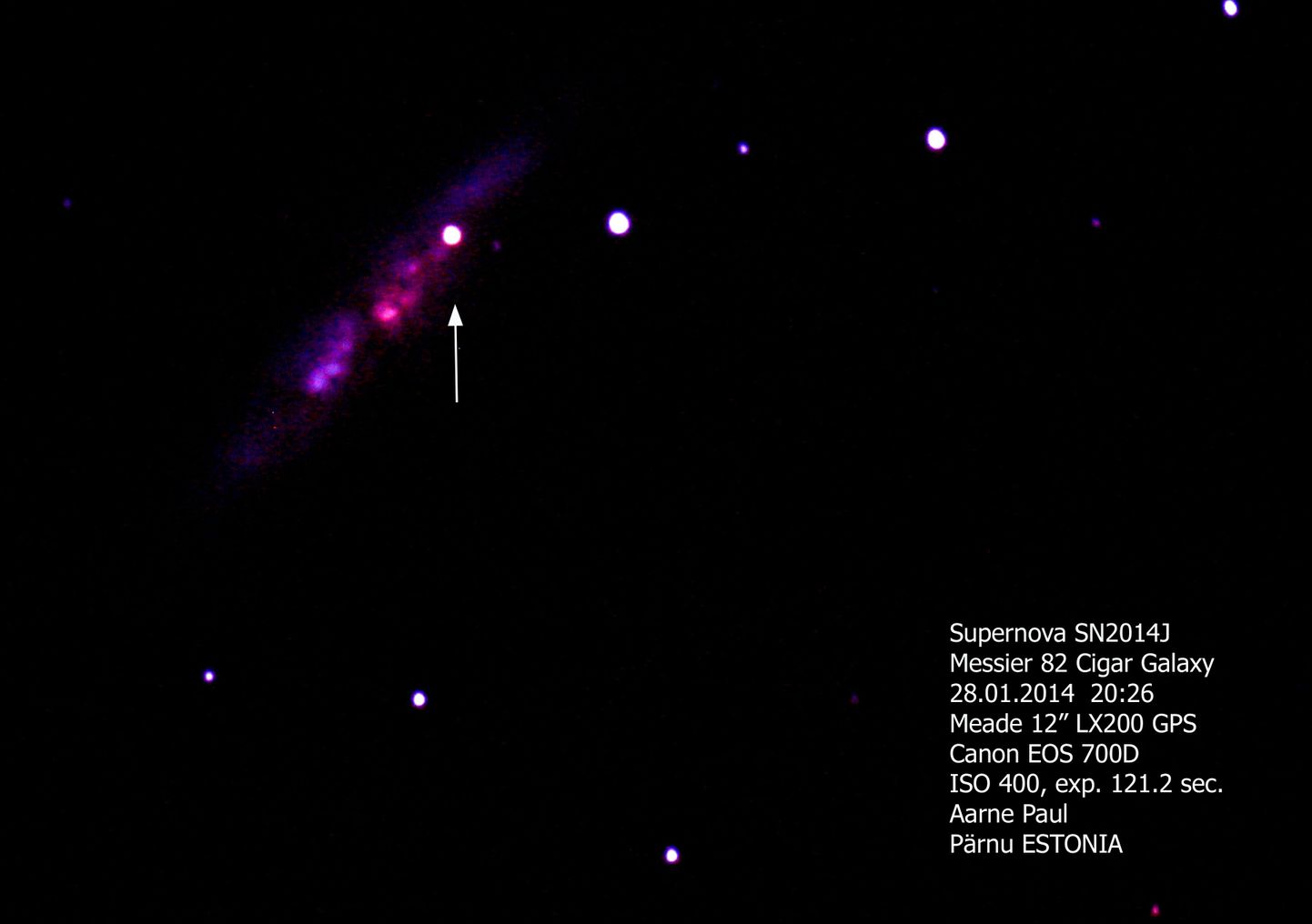 Pärnu noored astronoomiahuvilised pildistasid keskkonnahariduskeskuse observatooriumis kauget täheplahvatust ehk supernoovat.