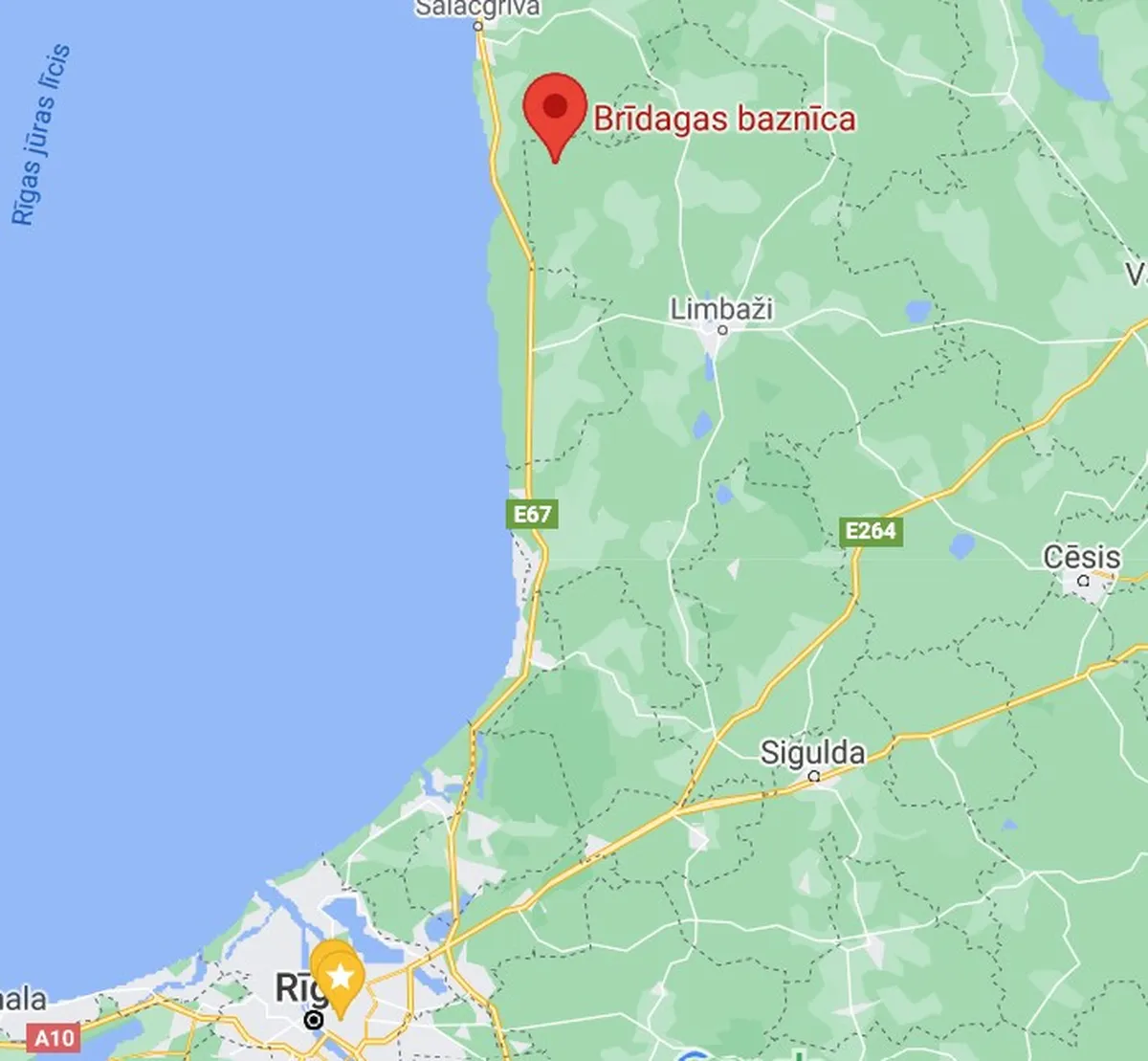 Brīdagas ciema atrašanās vieta