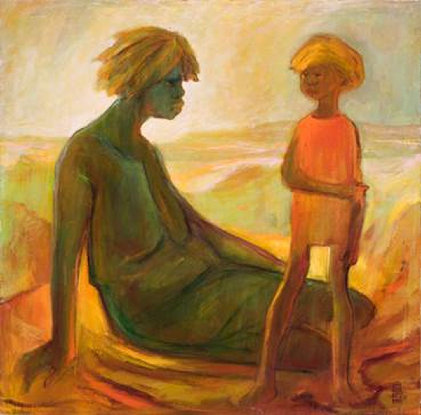 Gunnar Neeme (1918–2005). Ema ja laps. 1978. Õli, puitkiudplaat. Eesti Kunstimuuseum
