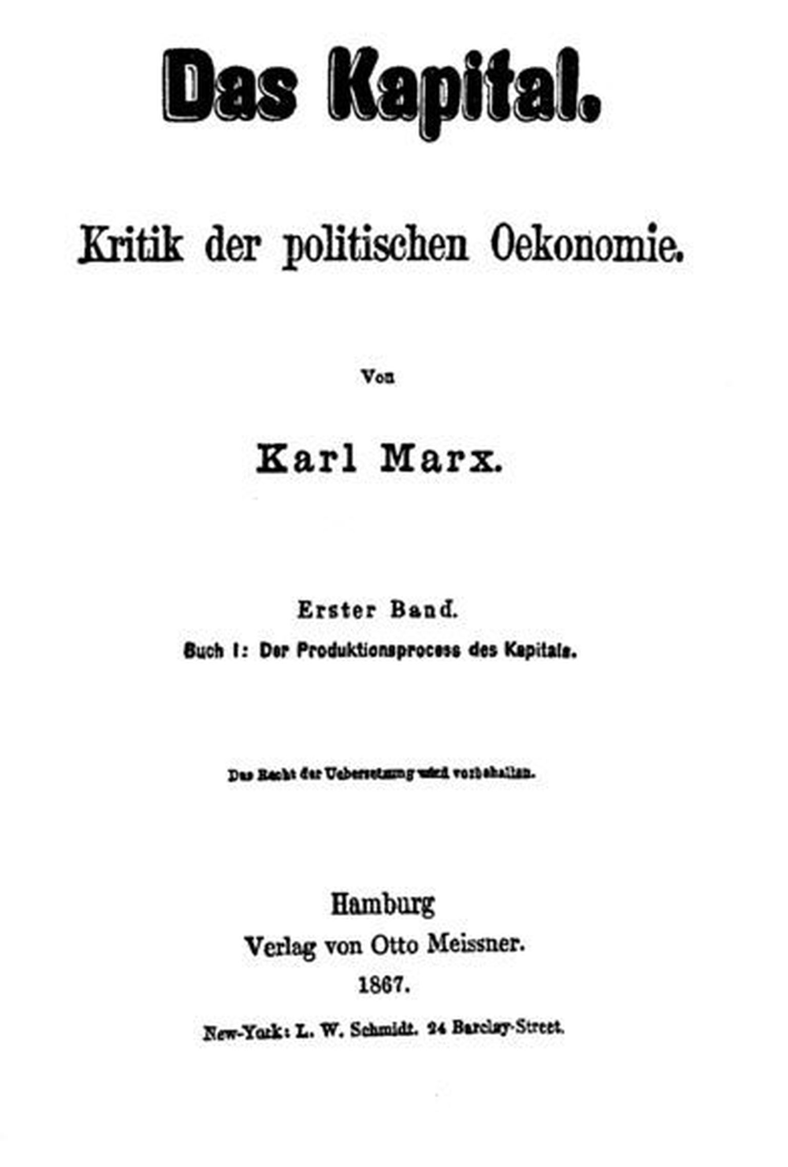 «Das Kapital» 1867. aasta väljaande tiitelleht