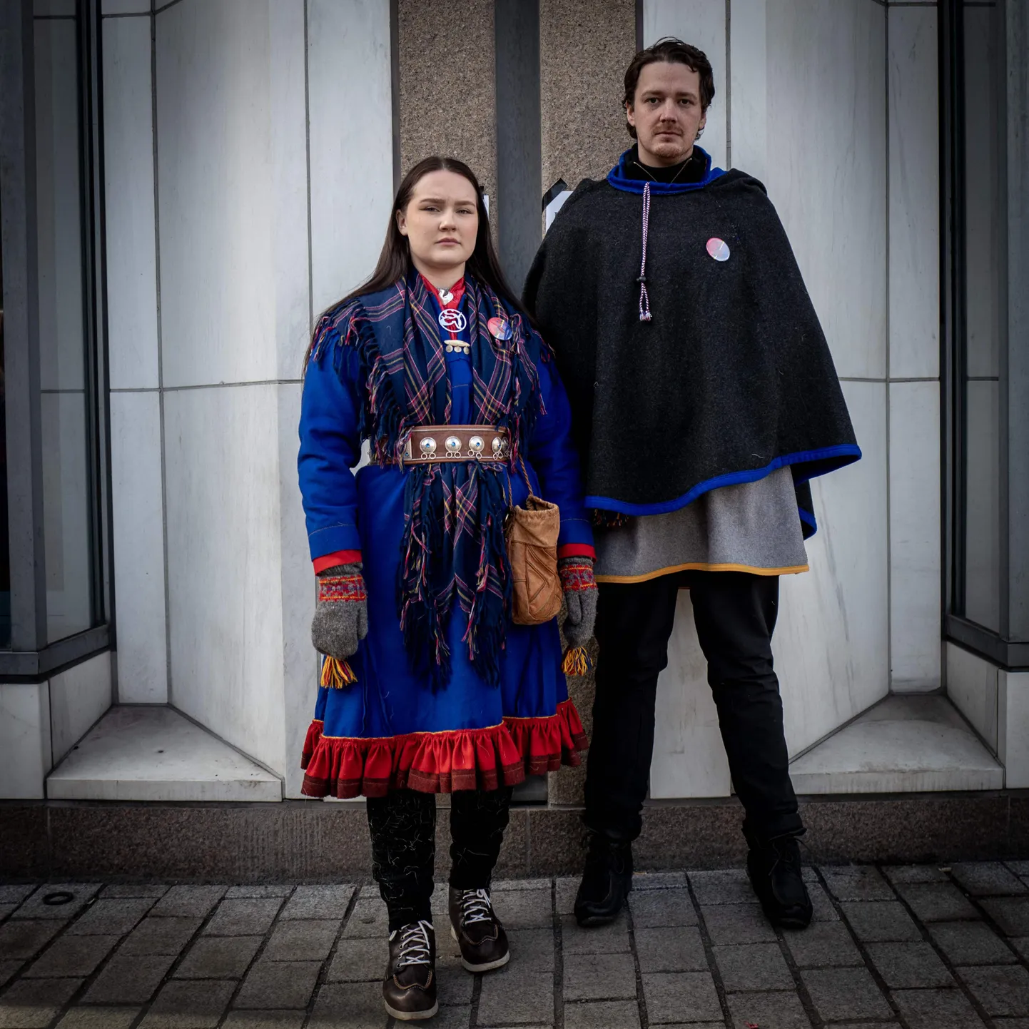 Saami rahvariietes meeleavaldajad Oslos 2. märts 2023.