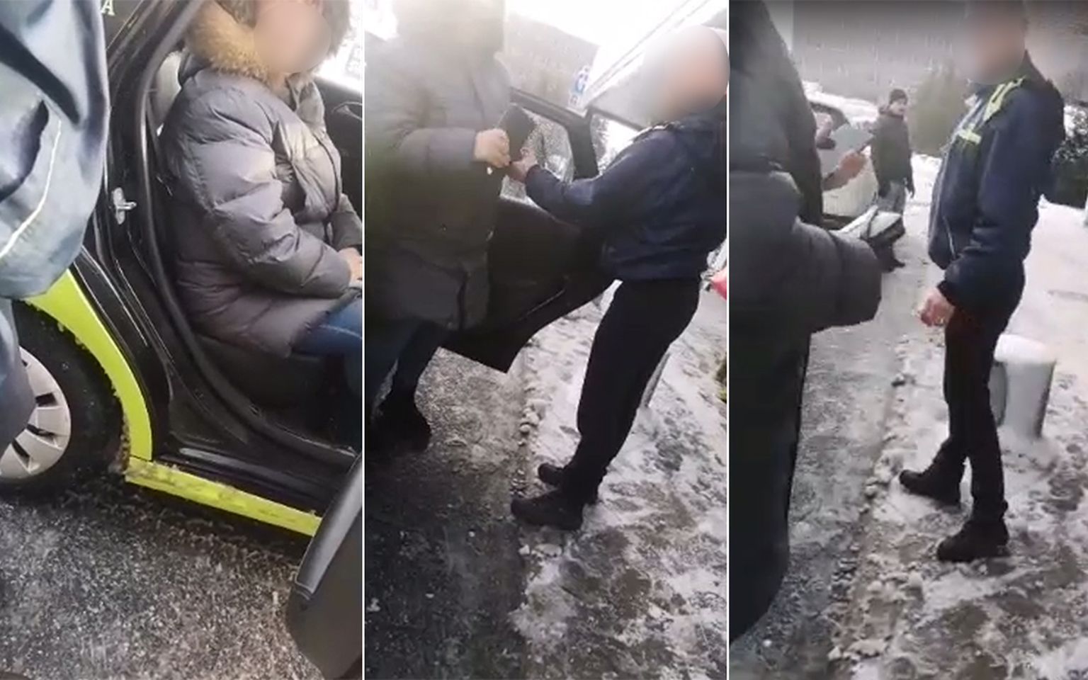 Конфликт между таксистом и пассажирами в аэропорту "Рига"