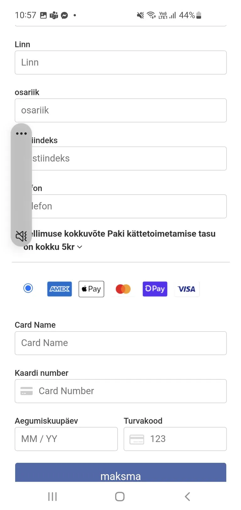 Omniva nimel saadetud teade