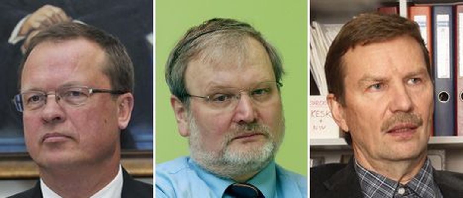 Rektorikandidaadid Toivo Maimets, Mart Ustav ja Volli Kalm.