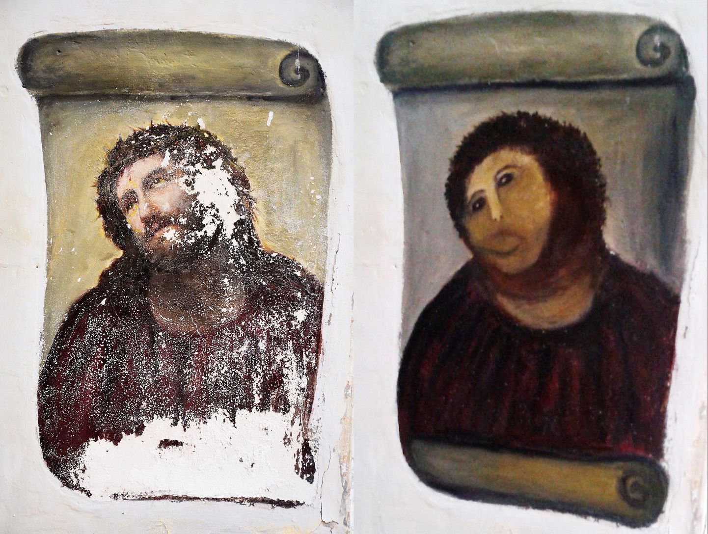 Jeesuse fresko enne ja pärast «restaureerimist»