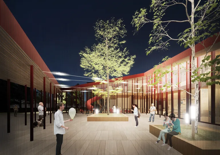 Selline peaks arhitektuurikonkursi võidutöö "Lukukivi" kohaselt nägema välja Jõhvi tulevase raamatukogu ja kogukonnamaja siseõu.