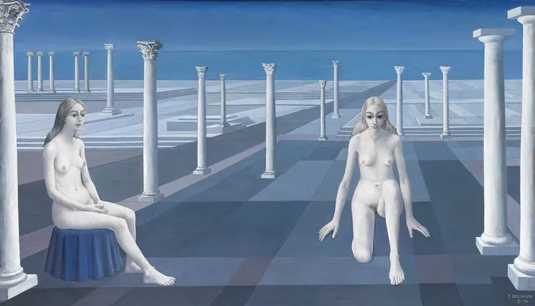 Paul Delvaux (1897–1994)"Kahekõne" 1974 Õli, Musée d’Ixelles, Brüssel