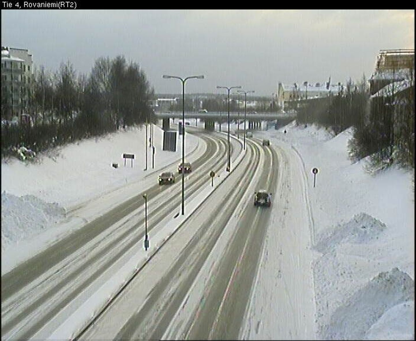 Lumine Rovaniemi. Pilt on pärit maanteekaamerast kell 15.49 Kemisse suunduval teel.