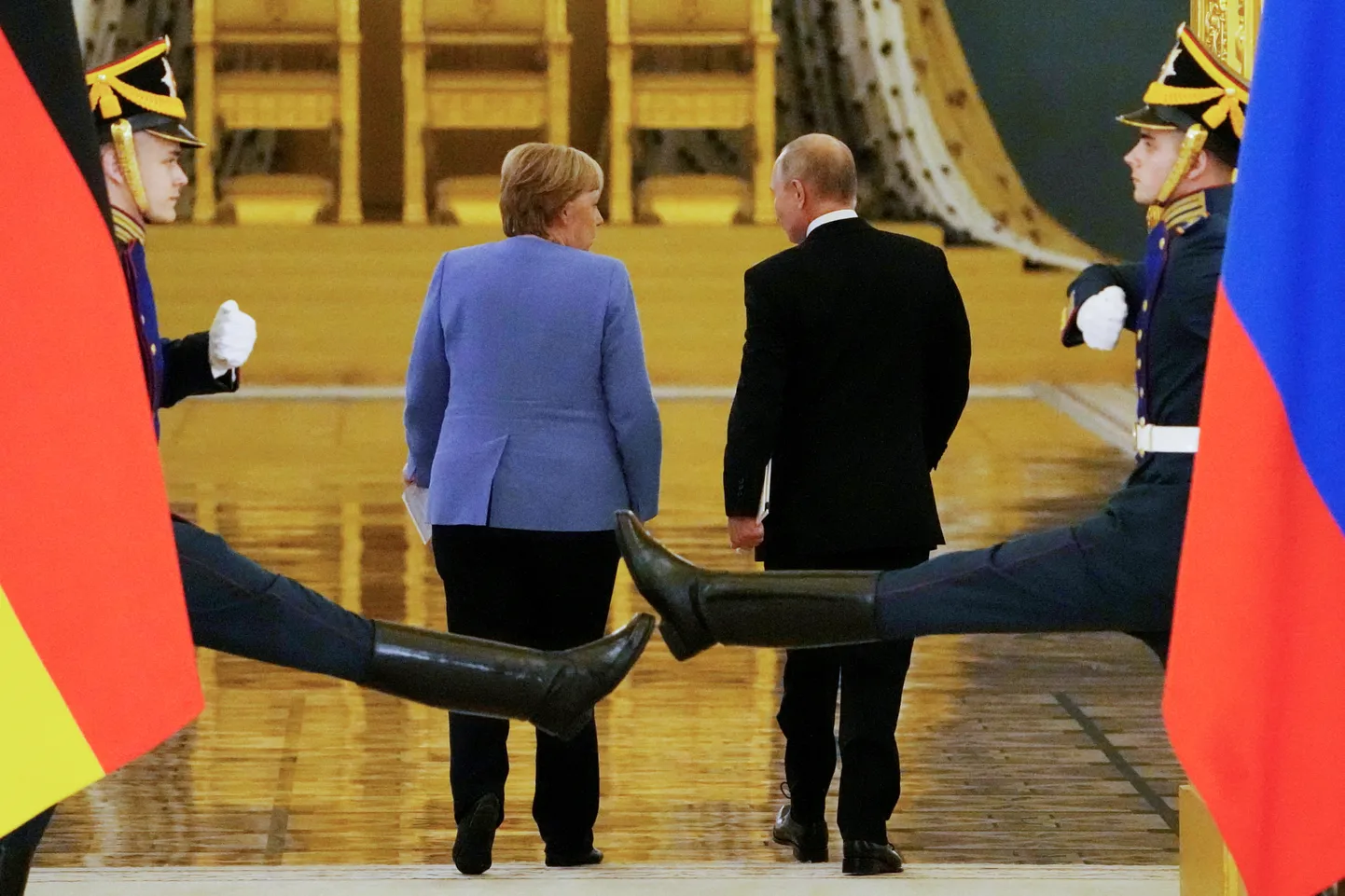 Saksamaa kantsler Angela Merkel ja Venemaa president Vladimir Putin pärast nende viimast kohtumist Kremlis 20. augustil 2021.