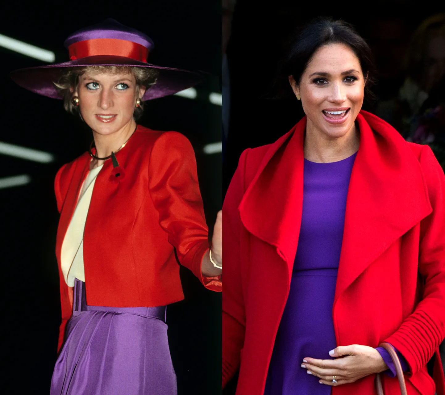 Printsess Diana 1989 (vasakul) ja Sussexi hertsoginna Meghan 2019