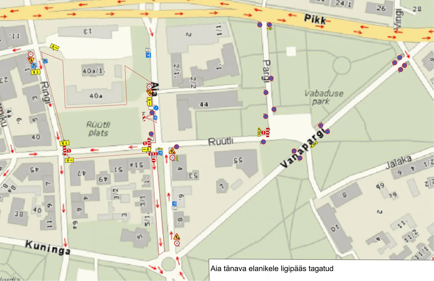 Ajutine liikluskorraldus Pärnu kesklinnas.