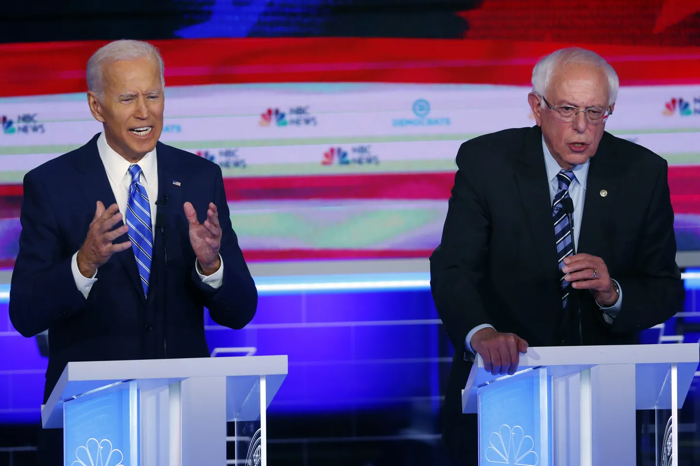 Joe Biden ja Bernie Sanders teledebatil.