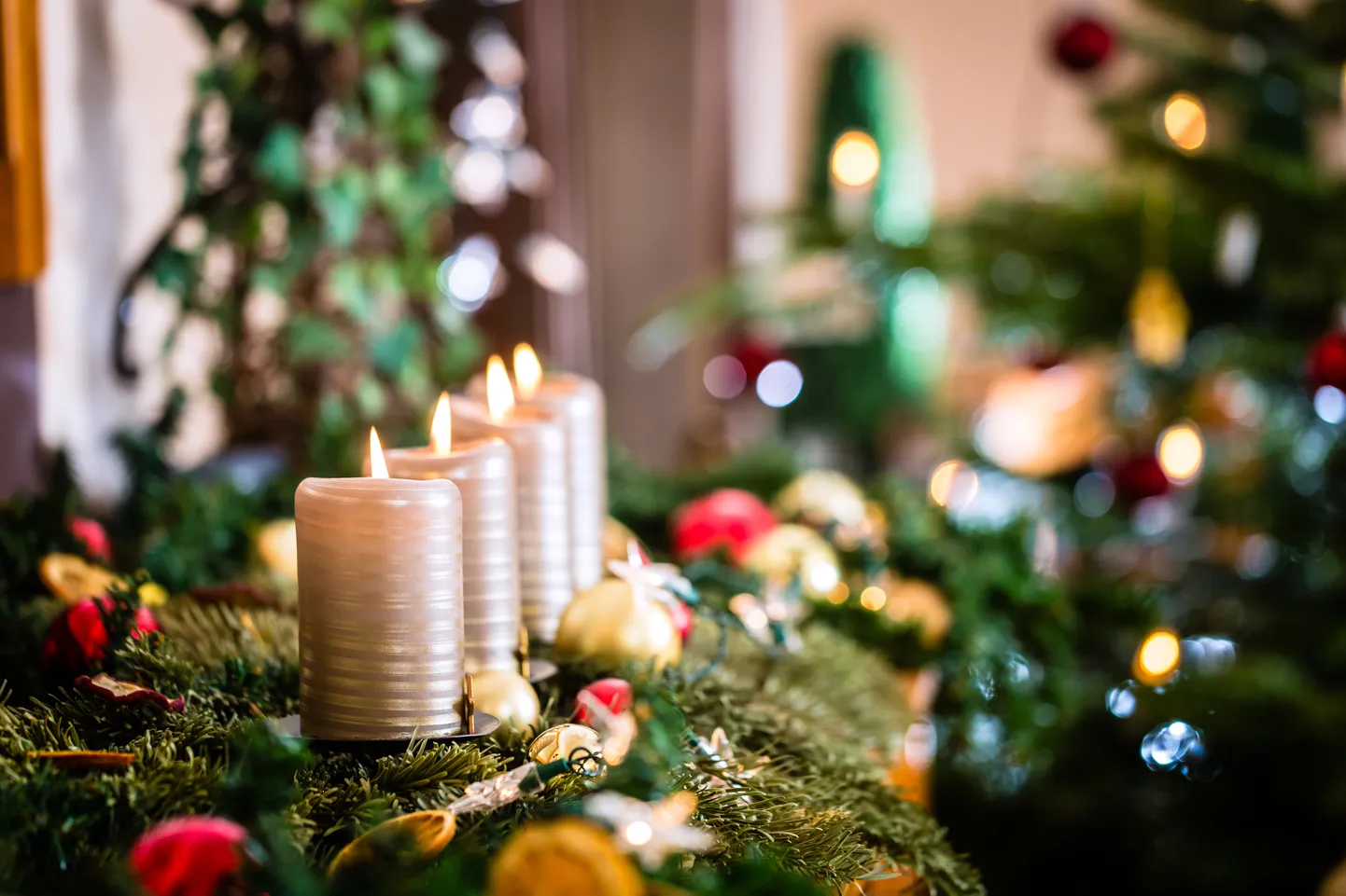 advent wreath and christmas tree