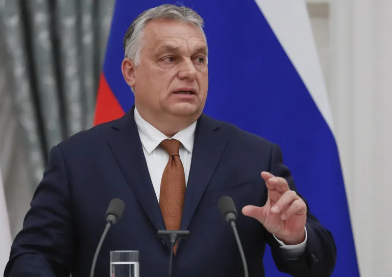 Премьер Венгрии Виктор Орбан встречается с Путиным в Кремле 1 февраля 2022 года.