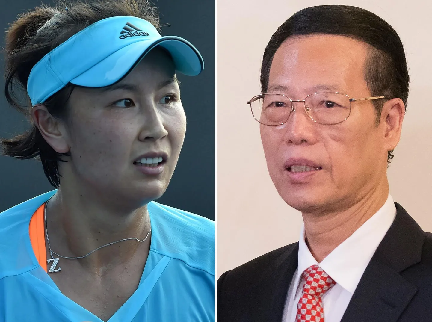 Peng Shuai Austraalia lahtistel meistrivõistlustel 16.01.2017 (vasakul) ja Hiina asepeaminister Zhang Gaoli Peterburi rahvusvahelisel majandusfoorumil 18.06.2015