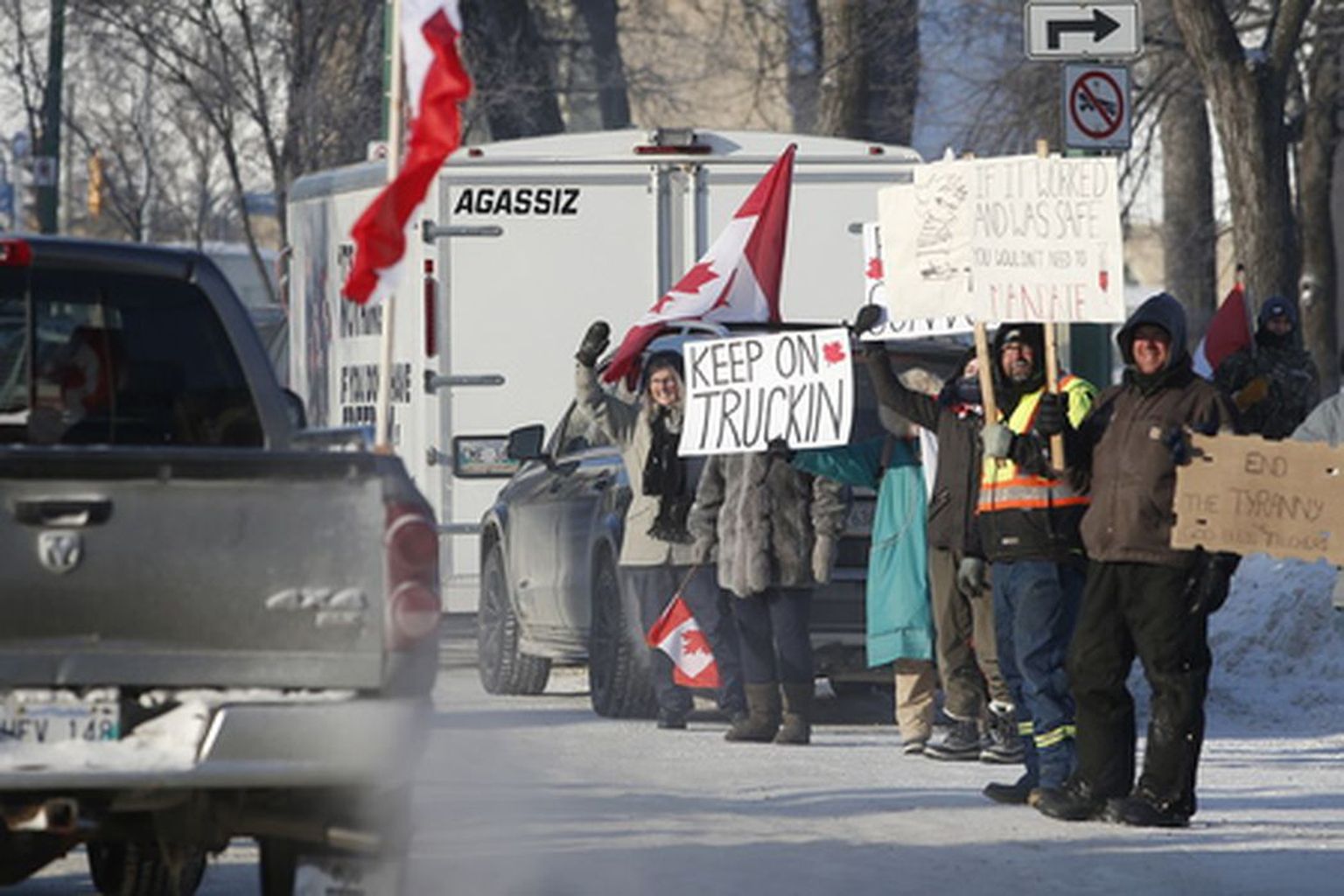Veokiprotest Kanadas Manitobas.