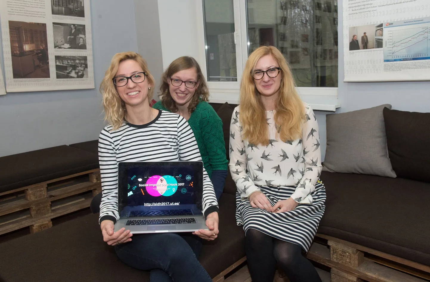 Homme algava häkatoni eestvedajad (vasakult) Elena Sügis, Maili Vilson ja Anna Leontjeva.