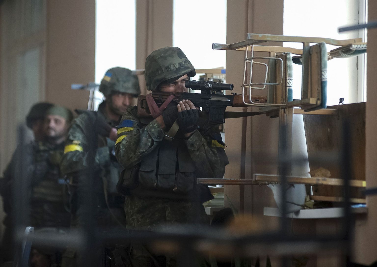 Ukraina väed Ilovaiski linnas separatistidega sõdimas.