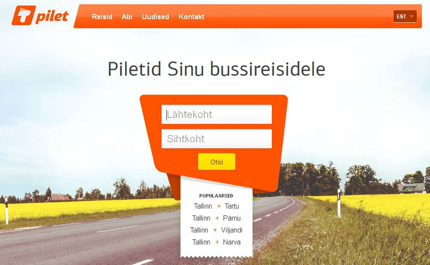 T-pileti veebilehe ekraanitõmmis.