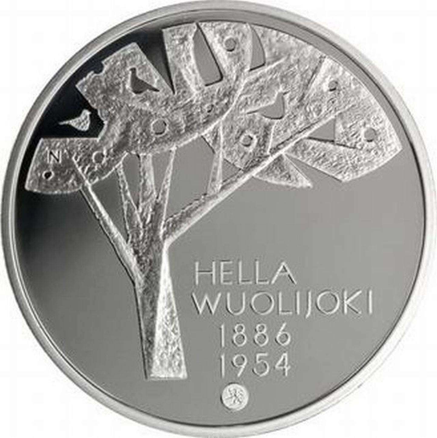 Eesti päritolu soome kirjaniku ja poliitiku Hella Wuolijoki sünniaastapäevaks märtsis 2011 välja antud juubelimünt, mis valmis Soome Rahapajas.