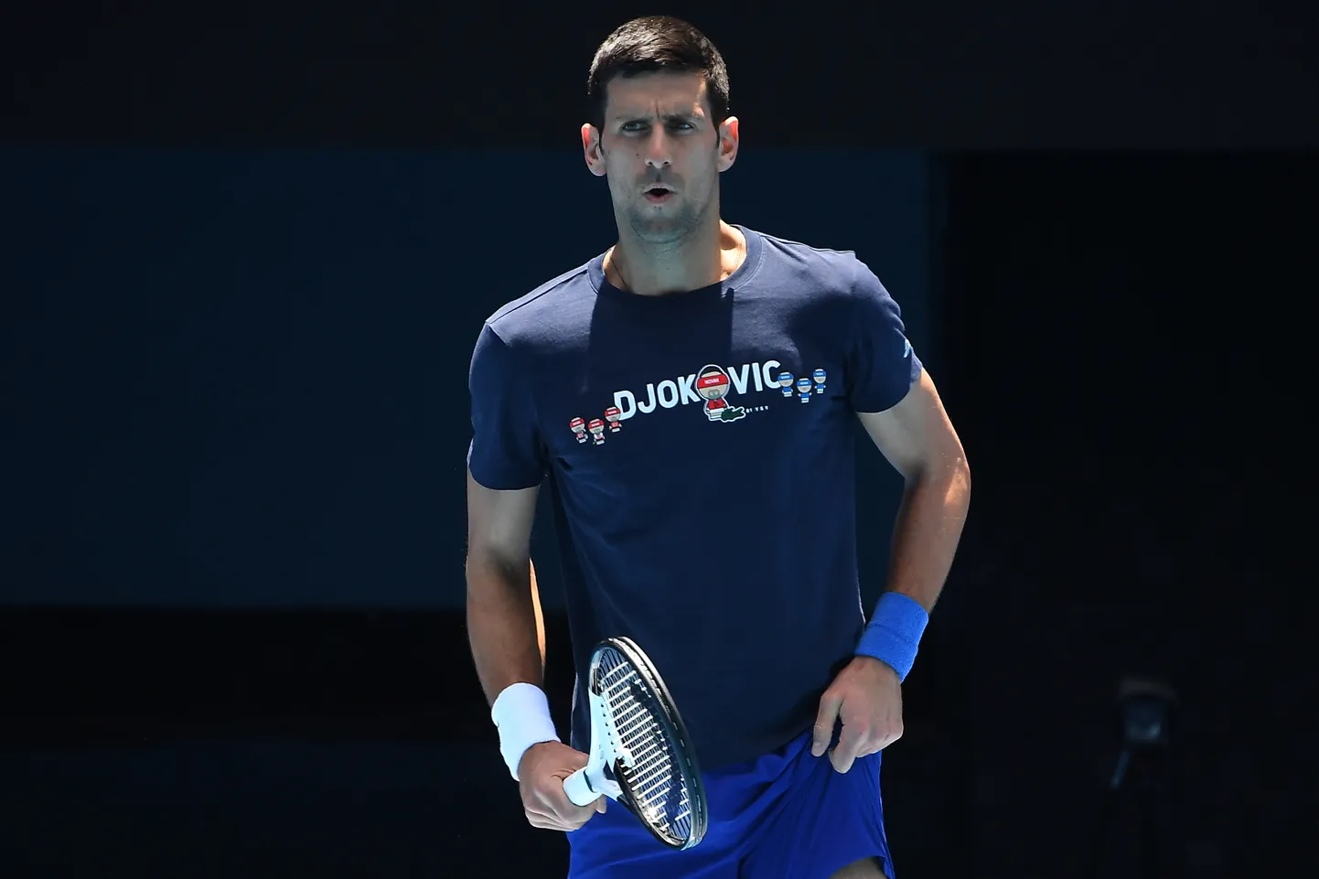 Novak Djokovic 12. jaanuaril Melbournes treenimas Austraalia lahtisteks.