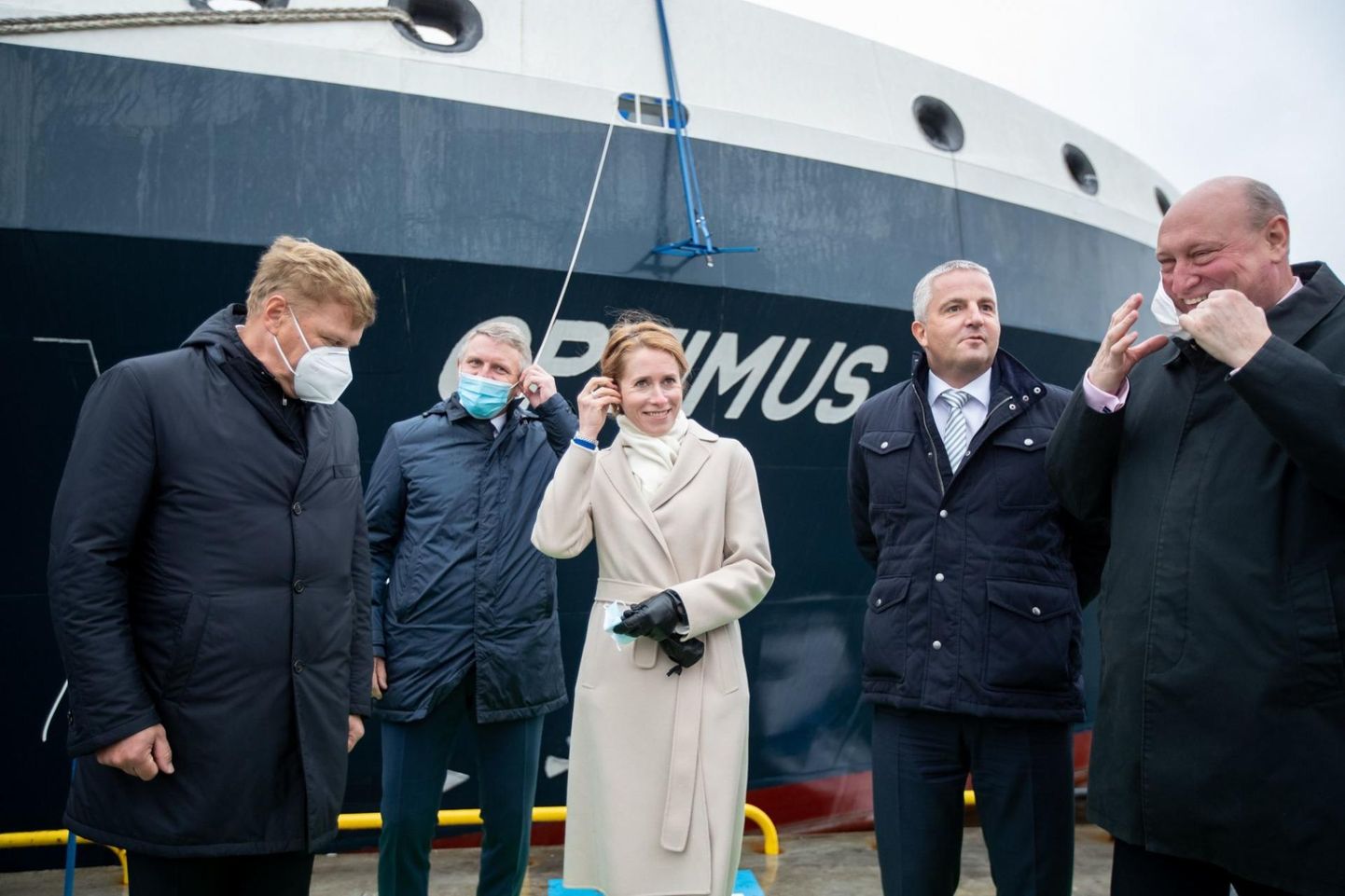 LNG-punkerlaeva Optimus ristimine Tallinna Sadama Kruiisiterminalis. Laeva ristiemaks sai peaminister Kaja Kallas. 