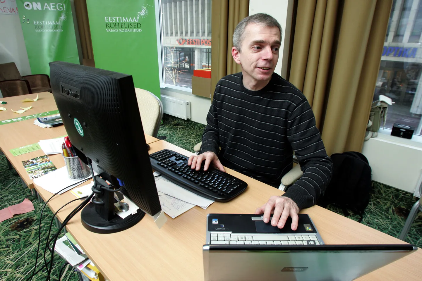 Roheliste valimisnimekirja peaministrikandidaat Kaarel Tarand online-väitlemas.