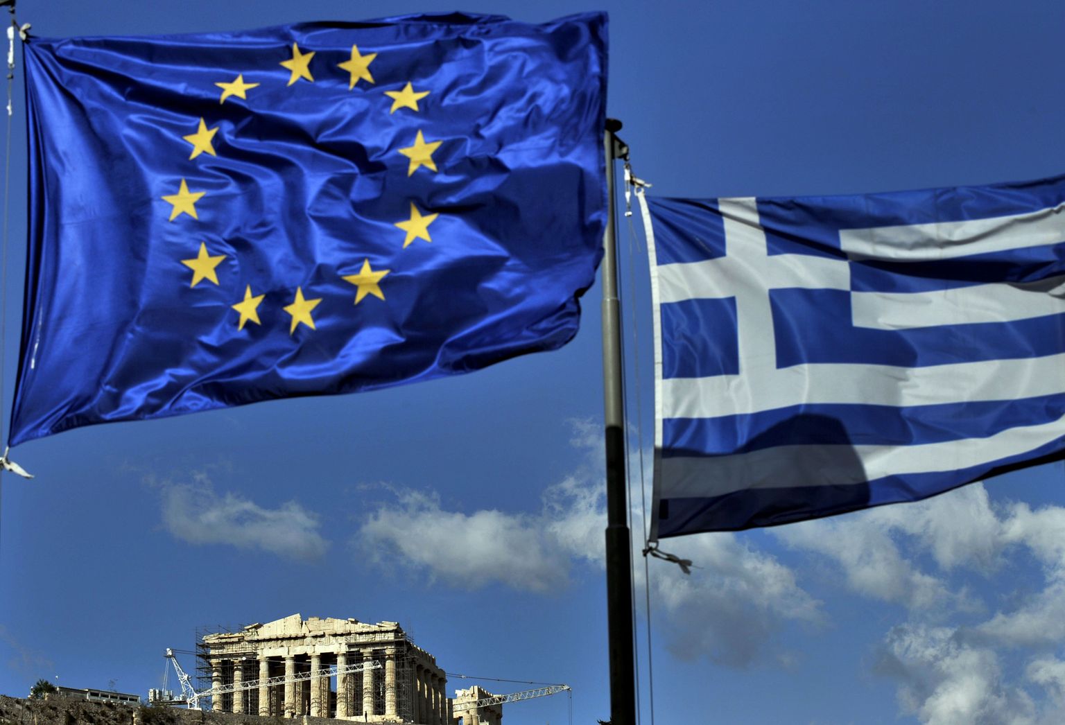Euroopa liidu ja Kreeka lipp.