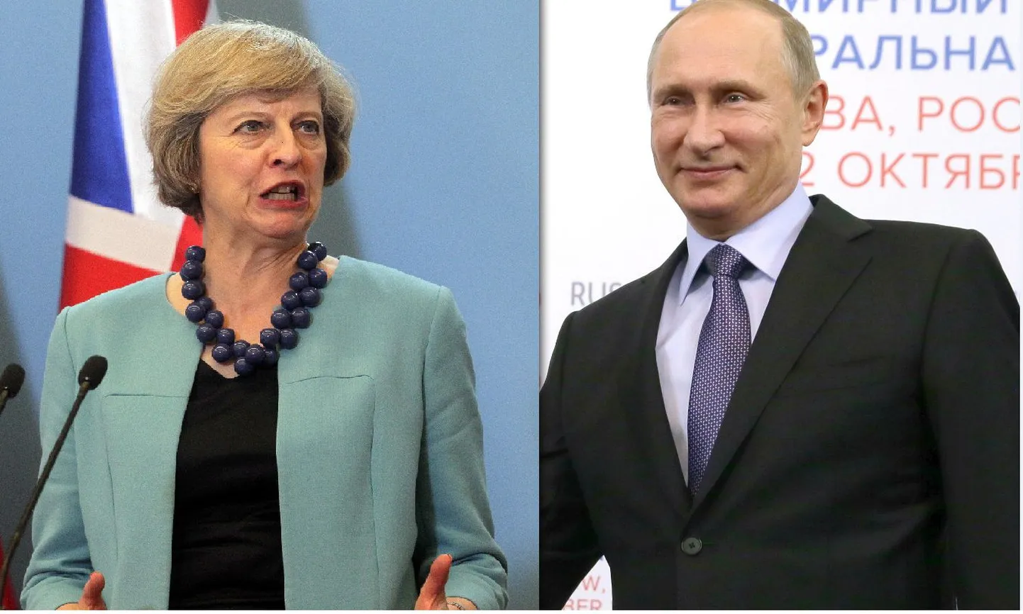Тереза Мэй и Владимир Путин.