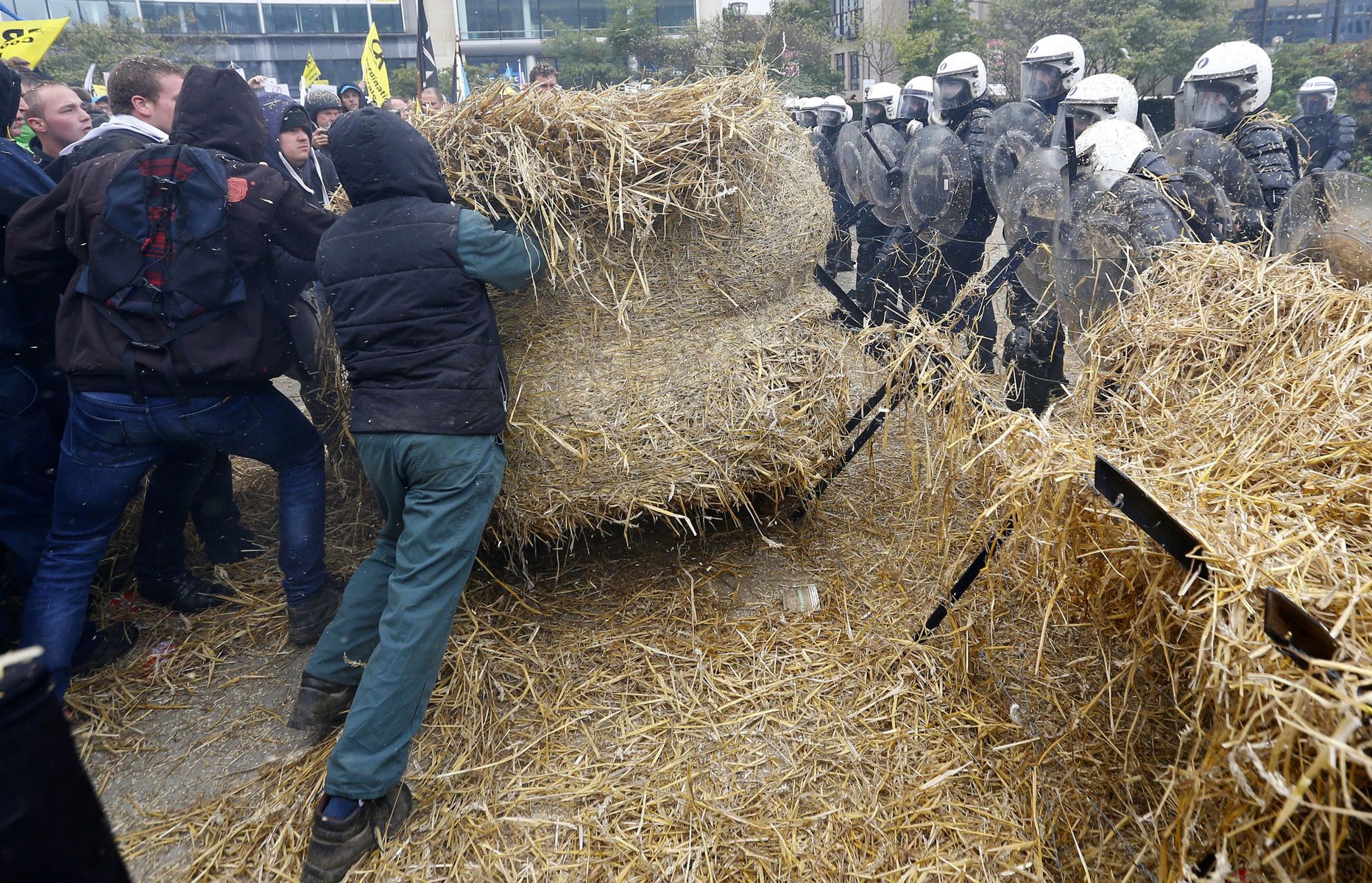 Фермеры протестуют в Брюсселе.