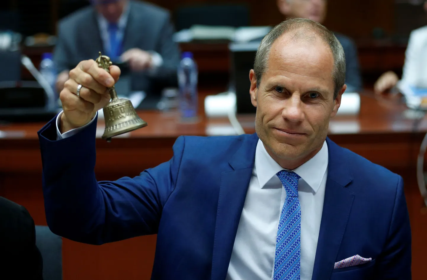 Eesti rahandusminister Toomas Tõniste ELi majandus- ja rahandusküsimuste nõukogu juhtimas.
