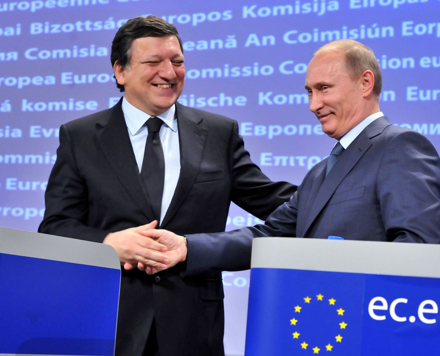 Vene peaminister Vladimir Putin ja Euroopa Komisjoni president Jose Manuel Barroso täna, 24.veebruaril, Brüsselis.