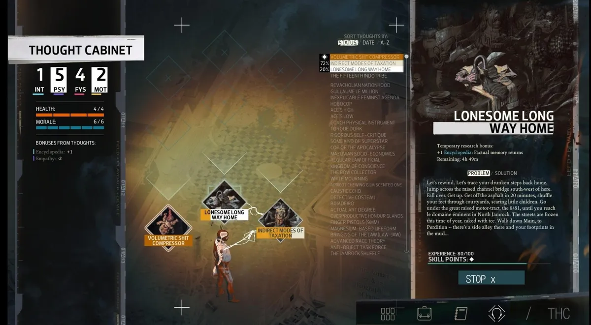 Mõttekabinet. Sinu mõtted võivad osutuda su vaenlasteks. «Disco Elysium».