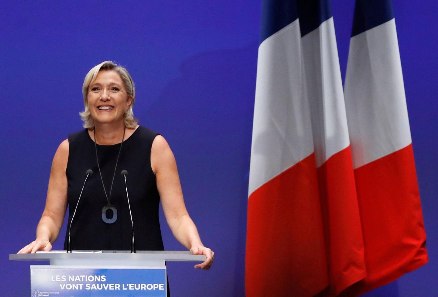 Marine Le Pen pidas pühapäeval kõne oma toetajatele. FOTO: Eric Gaillard/Reuters/Scanpix