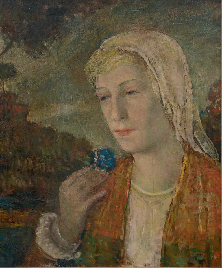 Repro Johannes Greenbergi teosest «Naine sinise buketiga».