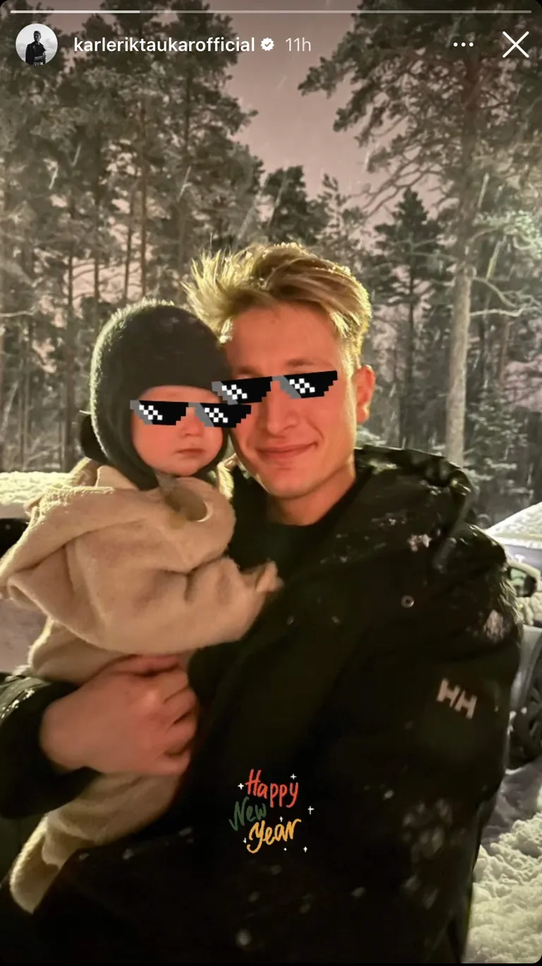 Karl-Erik Taukar koos pojaga.