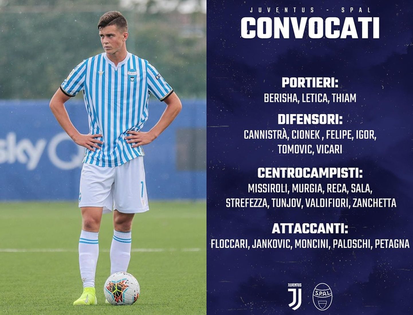 Uhke pilt: Narva noormehe Georgi Tunjovi nimi on Itaalia Serie A mängus SPALi klubi põhimeeskonna nimekirjas kohtumises Torino Juventuse vastu.