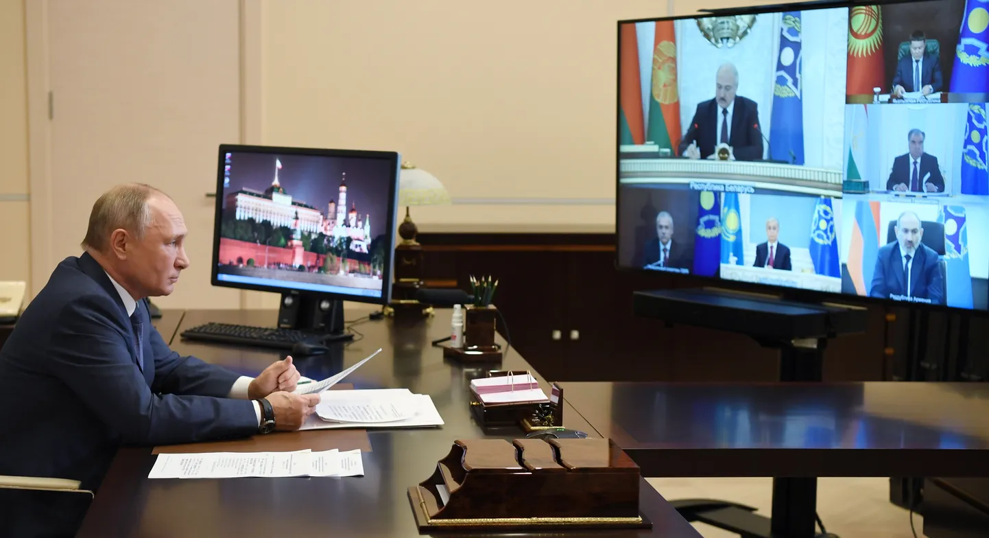 Venemaa president Vladimir Putin Kollektiivse Julgeoleku Lepingu Organisatsiooni (KJLO) videokonverentsil 2. detsember 2020.