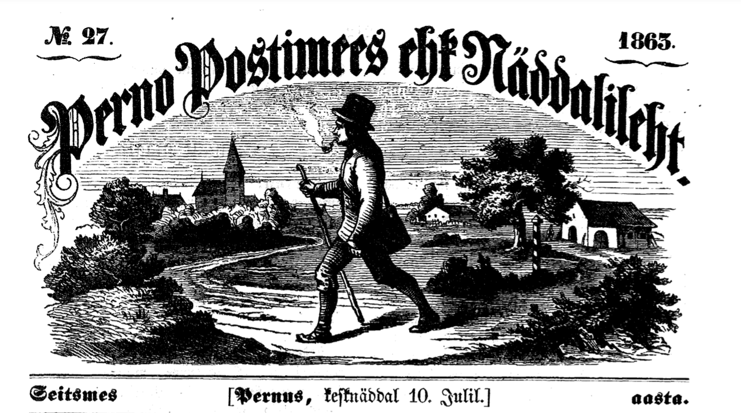 Perno Postimees ehk Näddalileht, 10. juuli 1863