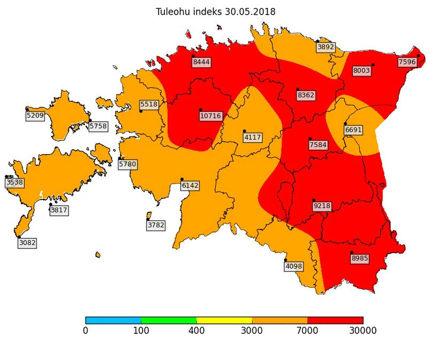 Tuleohu indeks seisuga 30.05.2018.